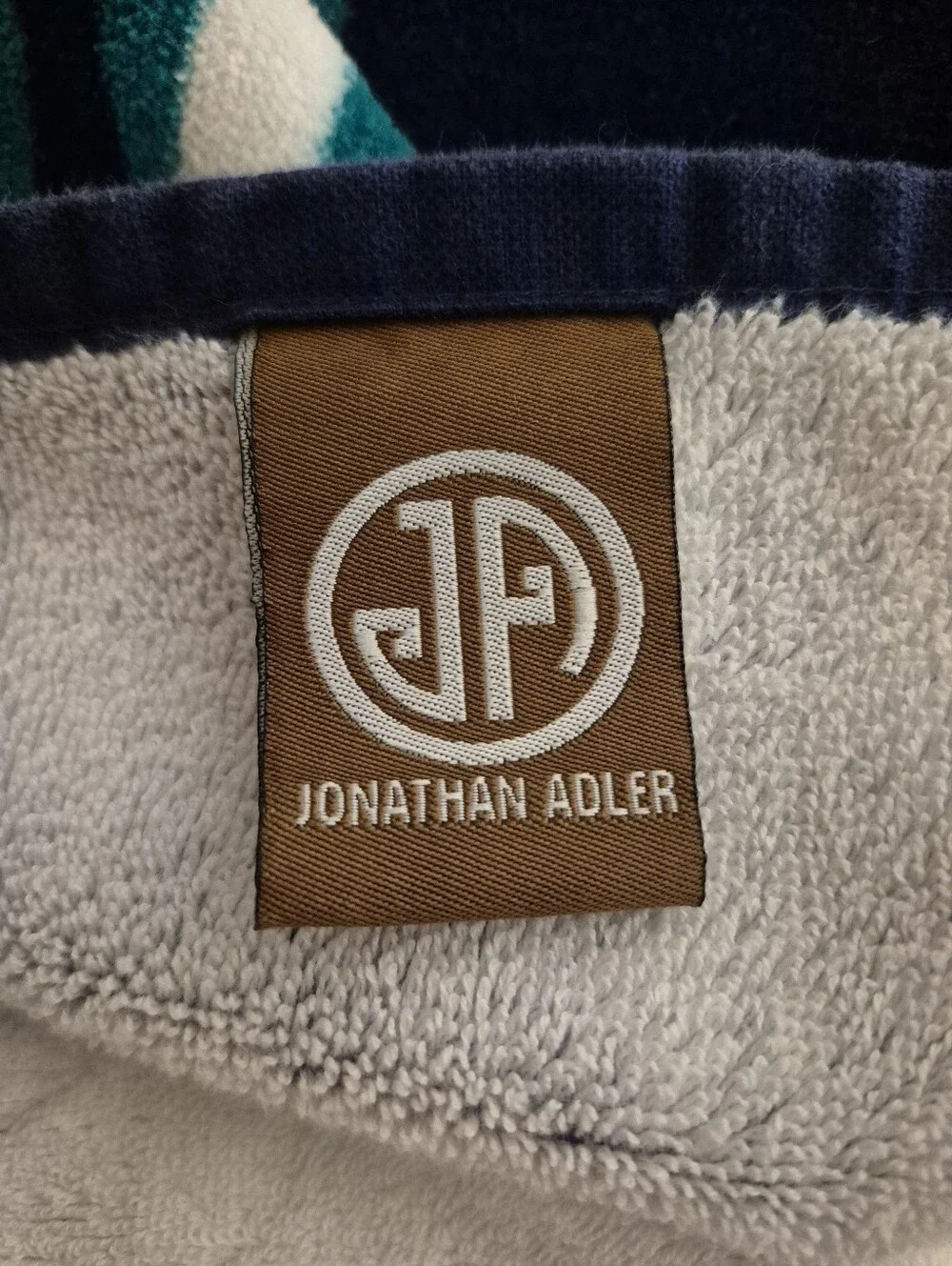 Jonathan Adler Luxembourg Beach Towel Pagoda Brown & Teal Oversized